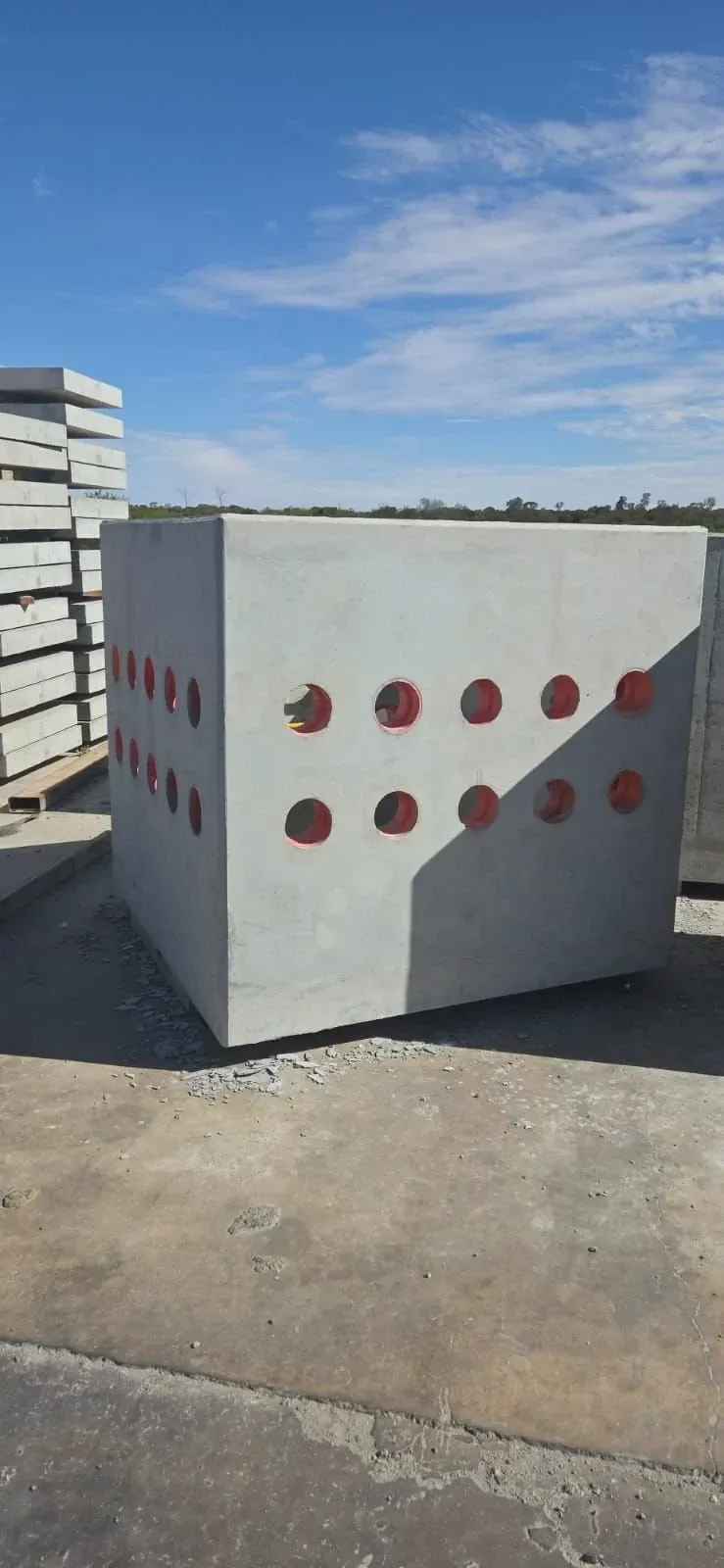 Precast box unit with cast-in penetrations
